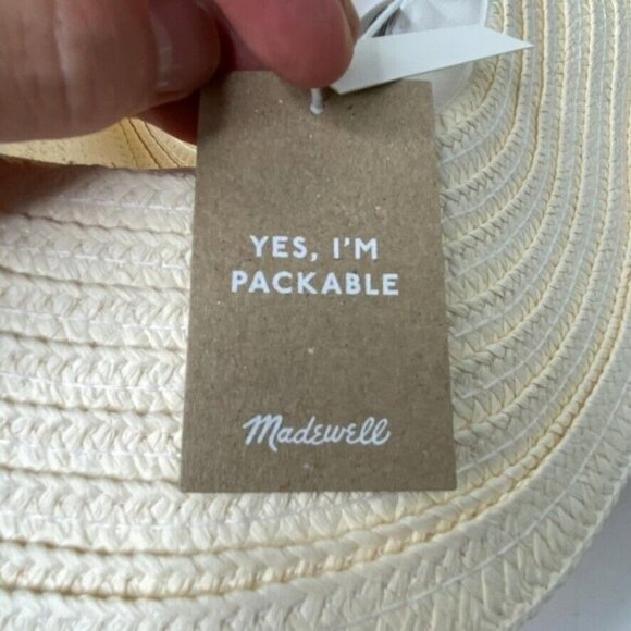 Madewell Women's $40 Packable Braided Straw Hat Antique Cream Size S/M MD832 - Picture 6 of 6